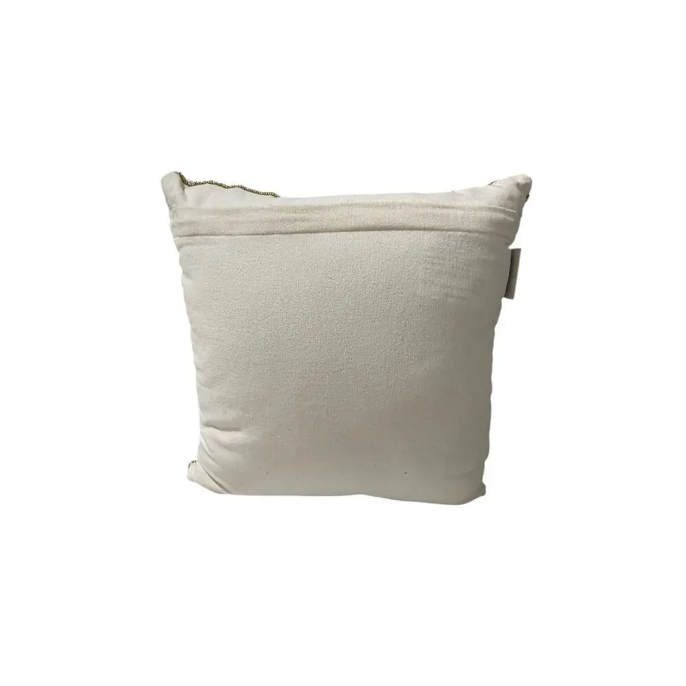 Christmas Throw Pillow Leaves Hand Beaded Gold Accent Holiday Sparkle Rare‎